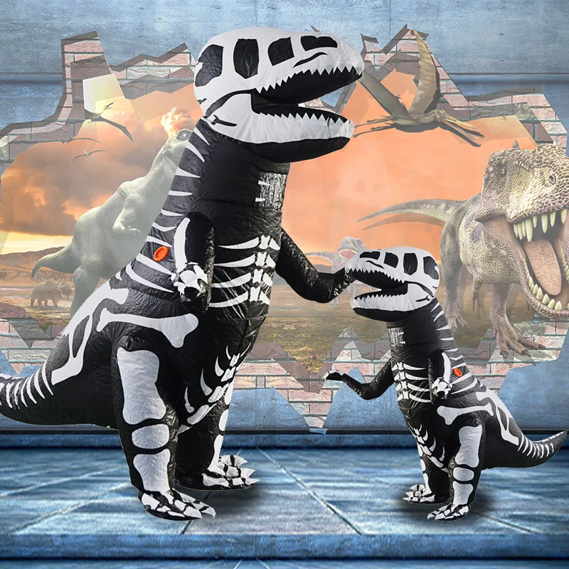 

Adults Mascot Skeleton Zombie Bones T-REX Dinosaur Inflatable Costume Women Man Party Dress Up Halloween Cosplay Costumes Toys