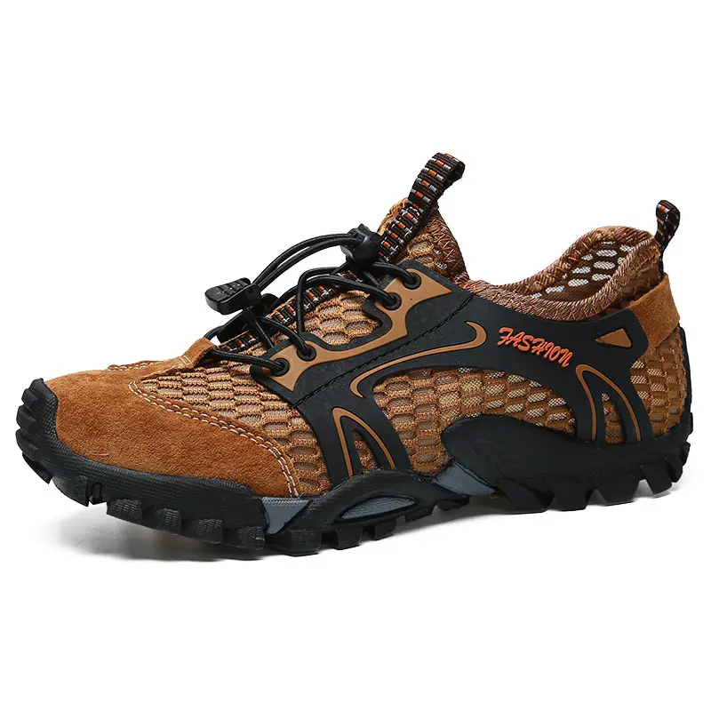 

Summer Breathable Men Hiking Shoes 2021 Suede + Mesh Outdoor Men Sneakers Climbing Shoes Male Sport Shoes Quick-Dry Water Shoes
