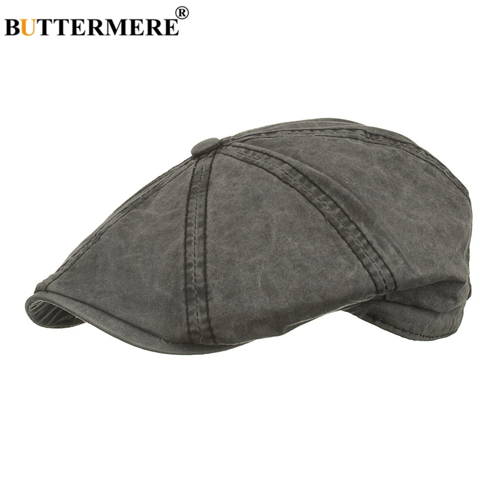 BUTTERMERE Light Blue Newsboy Cap for Women Men Cotton Flat Casual Beret 2022 New Arrival Solid Octagonal Hat | Аксессуары для