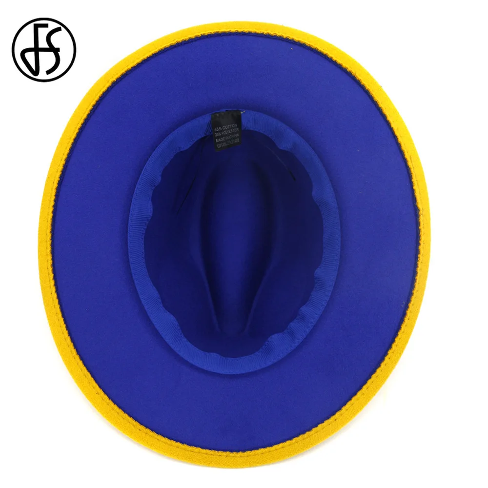 FS модные желтые Королевский синий фетр для пэчворка шапка мужчин и женщин шляпа с