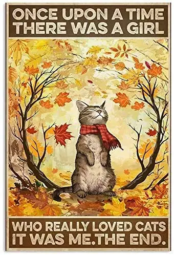 

There Used To Be A Girl Who Really Loves Cats Metal Tin Logo Sign Decorating Home Bedroom Cat House Sign Coffee Shop Bar Sign