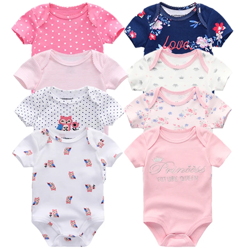 Боди для новорожденных 8 шт./лот из хлопка с кружевным дизайном на лето Футболка