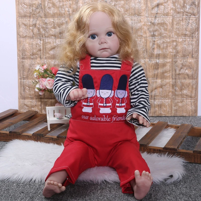 

23in Simulation Doll Lifelike Caucasian Reborn with 3D Face Skin & Movable Arms Legs Cloth Body for Infant Age 1M/3M/6M