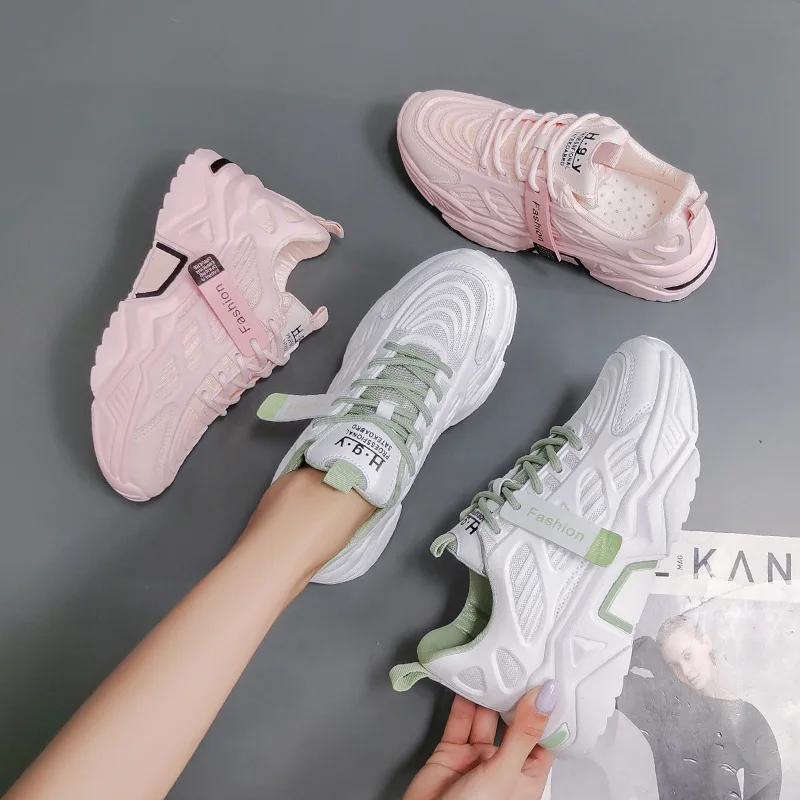 

Women Platform Sneakers Chunky Brand Designers Woman Casual Old Dad Shoes Basket Female Sports Mesh Lace Up Vulcanized Shoes 5cm