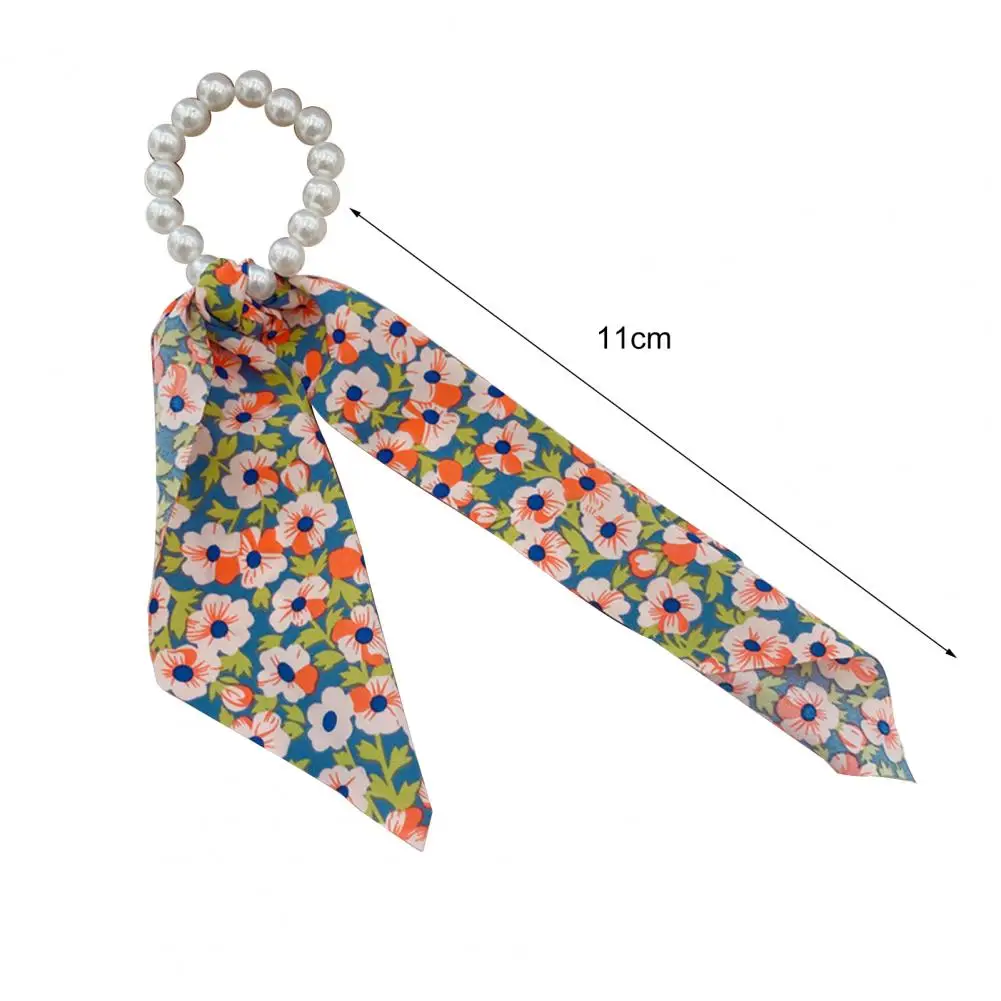 

Trendy Hair Scarf Scrunchies Cute Imitation Pearl Print Scarf Ponytail Holder Hair Accessories