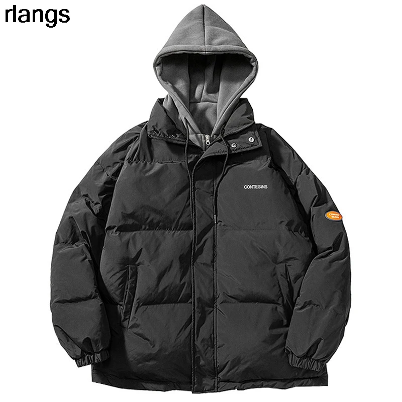 Fake Two-Piece Cotton Clothes Men's Tide Ins Cotton Clothes Winter Thickening New Student Tide Brand Wild Korean Trend Jacket