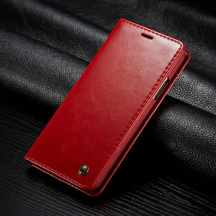 CaseMe, деловой чехол для iPhone 11 Pro, Роскошный кошелек, кожаный чехол для iPhone 11, 7, 8, 6 Plus, с магнитной застежкой, подставка, флип-чехол - Цвет: red