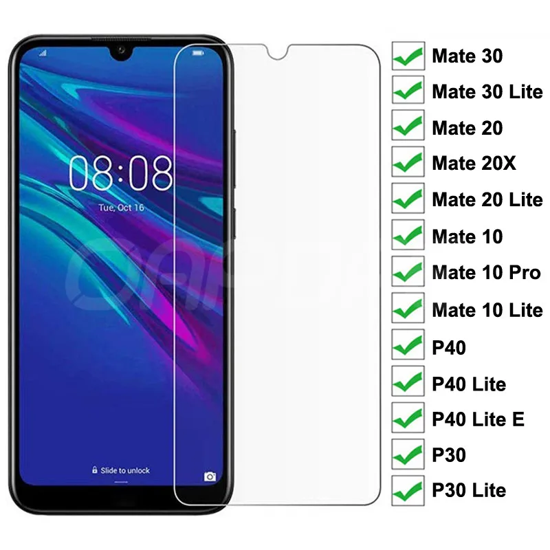 Закаленное стекло 9H для Huawei P30 P40 Lite P Smart Z 2019 Защитное экрана Mate 30 20 10 20X|Защитные