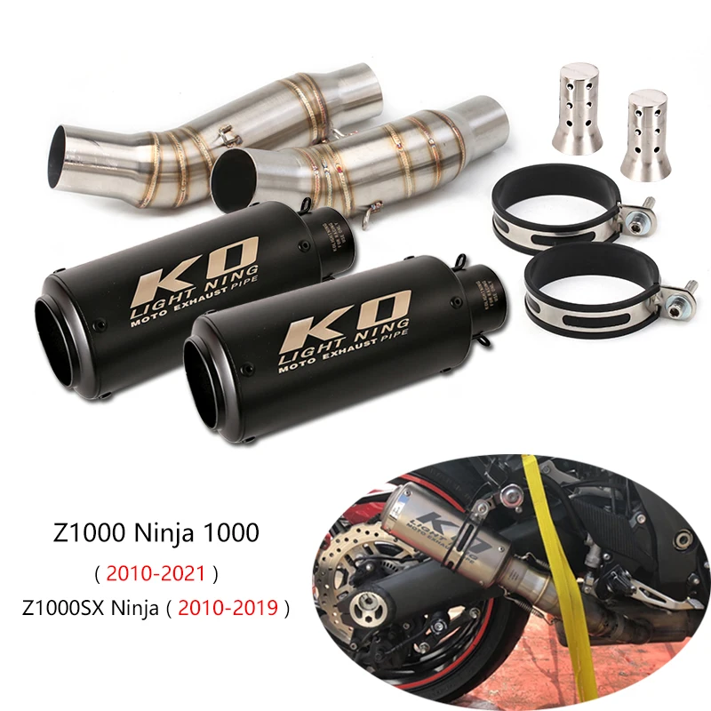 

For Kawasaki Z1000 Z1000SX Ninja 1000 1000SX Exhaust Pipe Motorcycle Mid 51mm Mufflers Removable DB Killer Escape Left Right