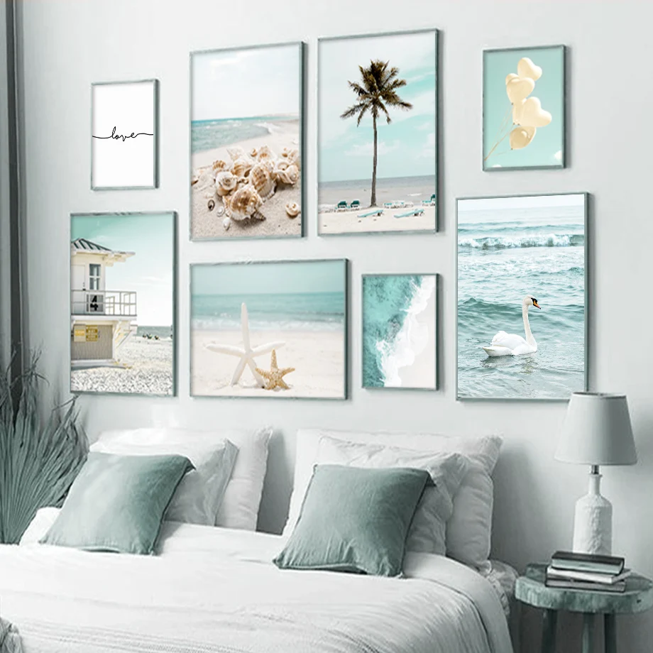 

Sea Spray Conch Starfish Beach Coconut Wall Art Canvas Painting Nordic Posters And Prints Wall Pictures For Living Room Decor