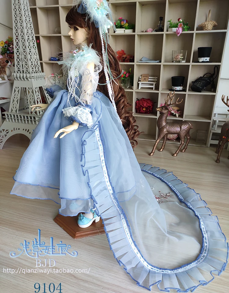 1/4 1/3 BJD платье со шлейфом+ головной убор комплект аксессуары для кукол для BJD/SD MSD SD13, не включает в себя куклы, обувь, парик и другие E2692