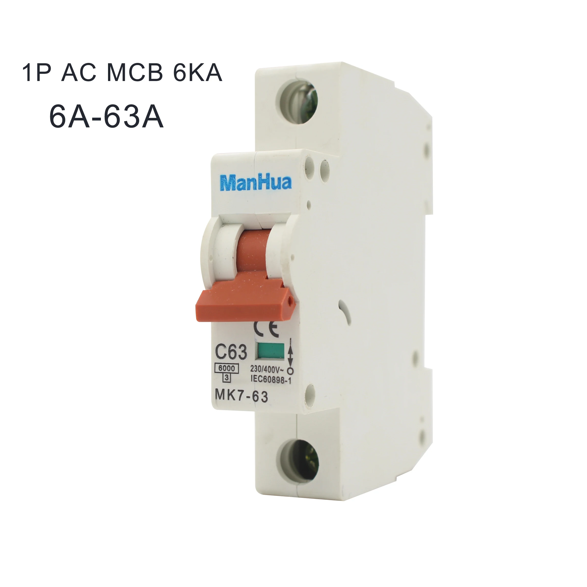 ManHua MK7-63 6000A стандарт ЕС конструкция 1P~ 230/400V 6A 16A 20A 32A 63A CE сертификат выключатели Мини автоматический выключатель