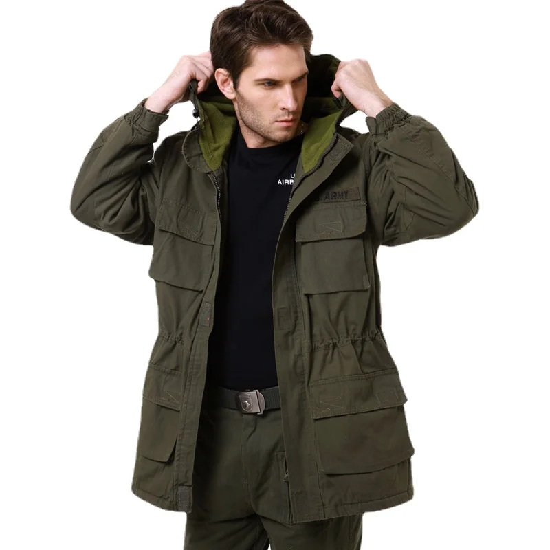 

Men's Top Outdoor Militray Casual Wear Autumn and Winter Fleece Windbreaker Warm Mid-section Zip Up Hoodie Men's Jacket