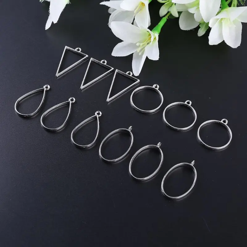 

12 Pcs/set Epoxy Border Geometric Hollow Pendant Frame DIY Resin Crafts Necklace Bracelet Jewelry Accessories