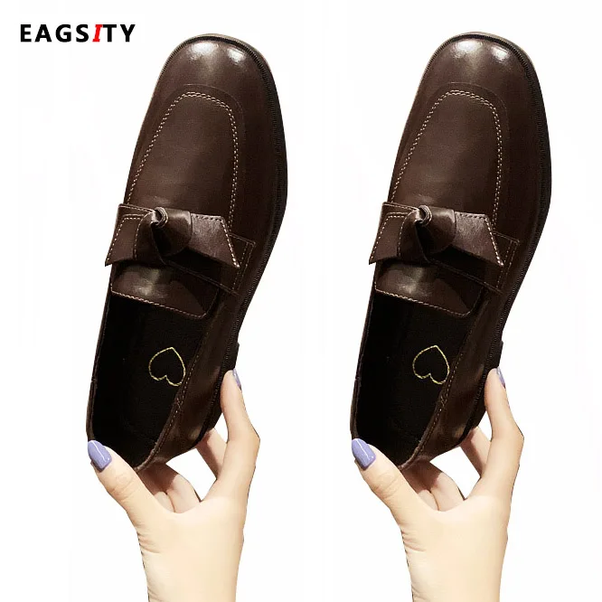 Туфли женские на плоской подошве с круглым носком без застежки | Обувь