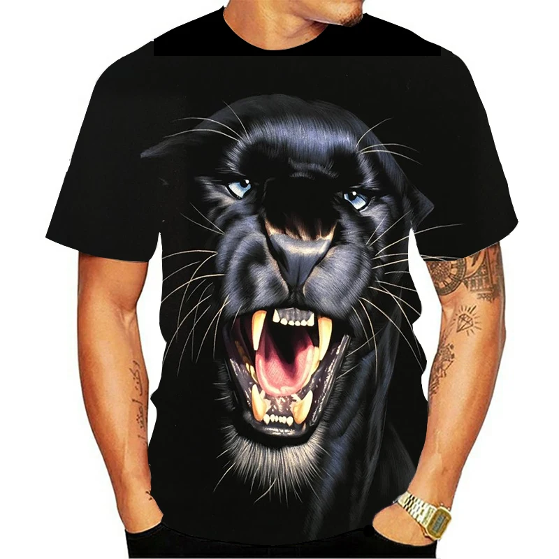 

2021 hot-selling boutique animal 3D printing T-shirt men and women casual fashion children O-neck all-match T-shirt