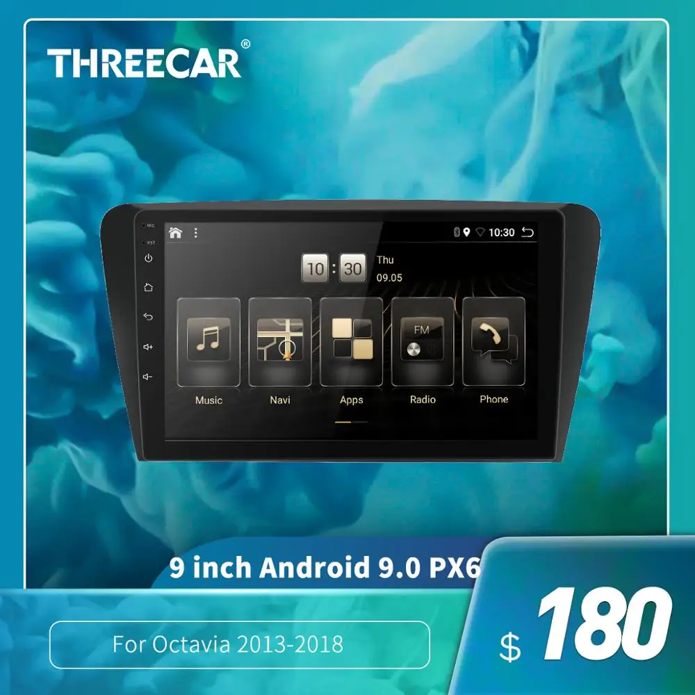 Автомагнитола Ouad Core PX6 2DIN Android 9 0 стерео для SKODA Octavia 2013 2018 GPS Navi аудио видео плеер Wi Fi