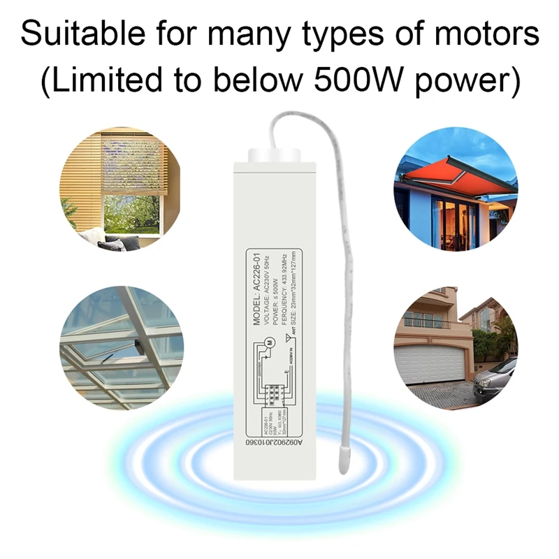 

Universal RF 433.92Mhz Wireless Remote Control AC136 Transmitter Receiver AC226 for Blinds Automated Curtains