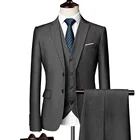 (Блейзер + брюки + жилет) классические мужские костюмы, облегающая одежда для жениха, мужской деловой повседневный костюм из 3 предметов, брюки, джентльменский костюм