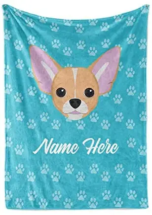 

Custom Pet Chihuahua Fleece and Sherpa Throw Blanket for Men Women Kids Babies - Dogs Blankets Perfect for Bedtime Bedding Gift