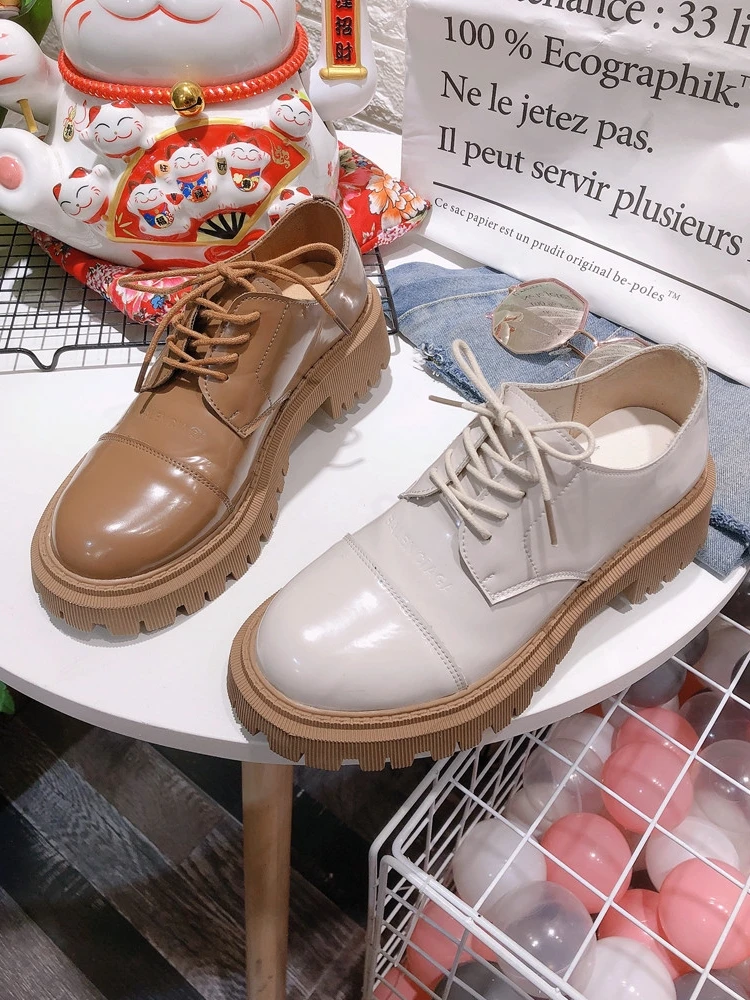 

Spring and autumn new leather low-cut lace-up women's shoes British retro small leather shoes casual shoes