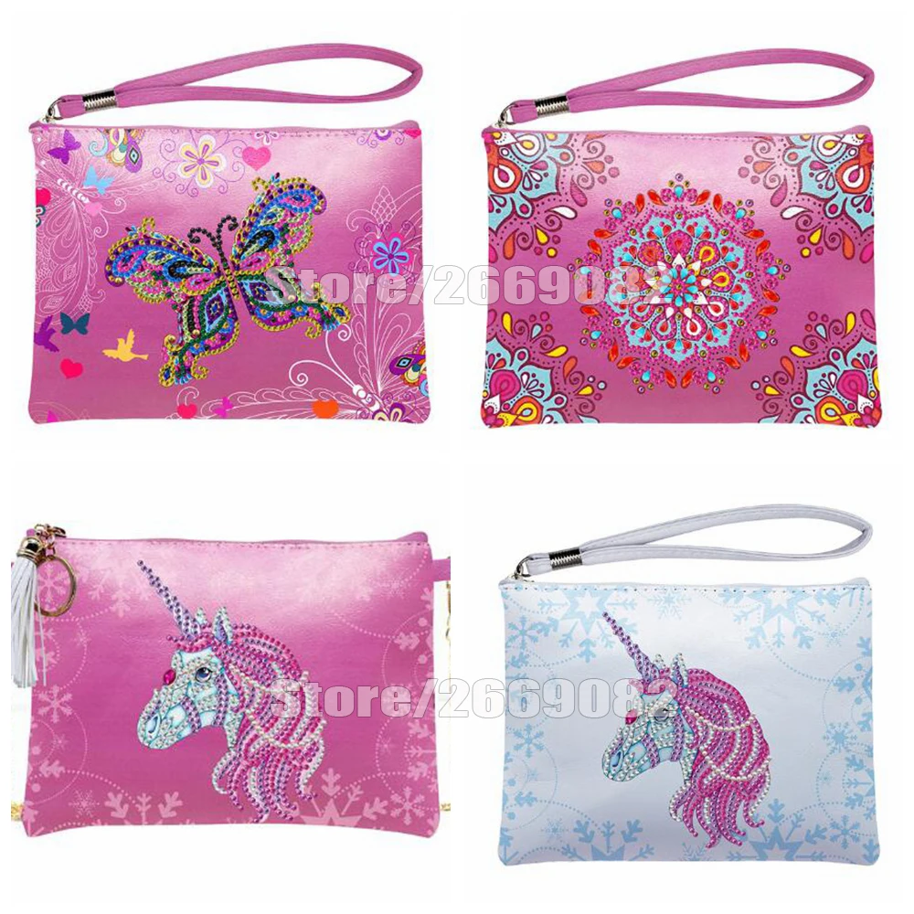 5D Сделай Сам Алмазная картина Единорог бабочка кошелек с мандалой кожаная сумка