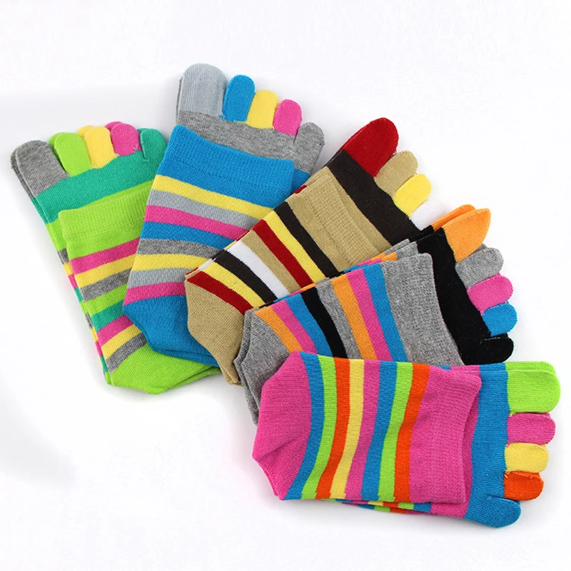 

Women With Toes Finger Socks Colorful Pure Cotton Striped Five Finger Socks Street Fashion Popular Good Quality Novelty Socks