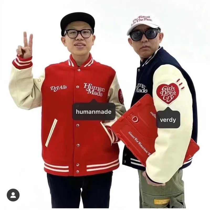 

Human Made Girls Don't Cry Varsity Baseball Jacket Men women Couple Clothes Patchwork Bomber Jackets Male Fshion Outerwear Coats