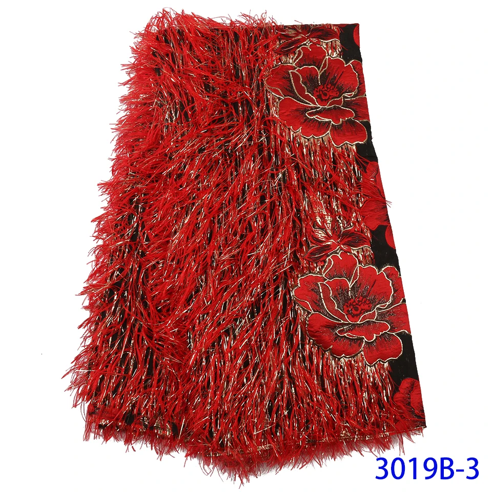 

Brocade Net Lace with Feather New Arrivals Hot Sale in African High Quality and 3D Flowers African Women for Wedding AMY3019B