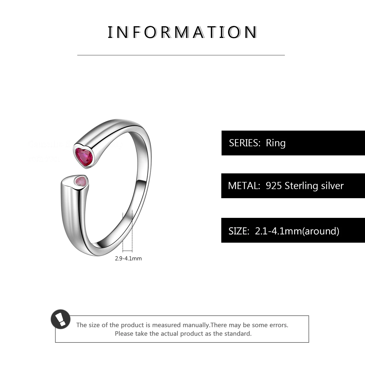 Женское регулируемое кольцо из серебра 925 пробы с розовым цирконием | Украшения и