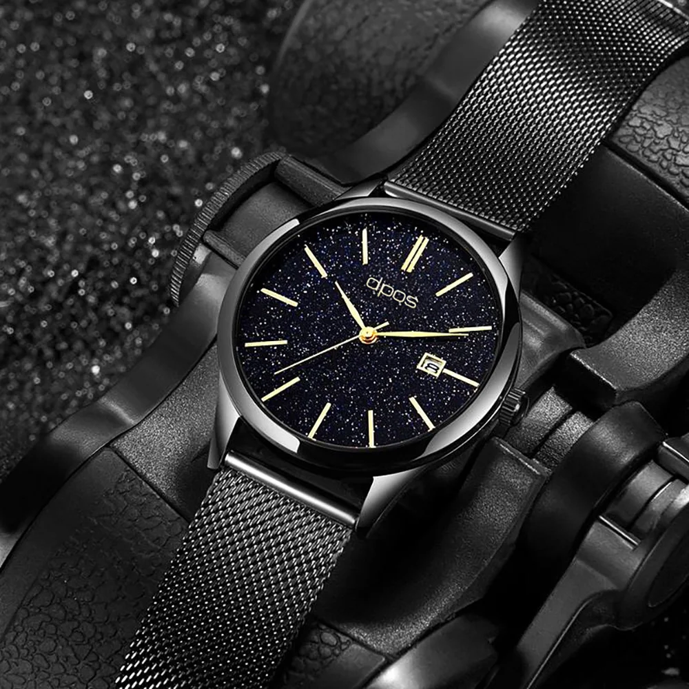 Черные роскошные мужские часы whatch 2019 модные повседневные водонепроницаемые