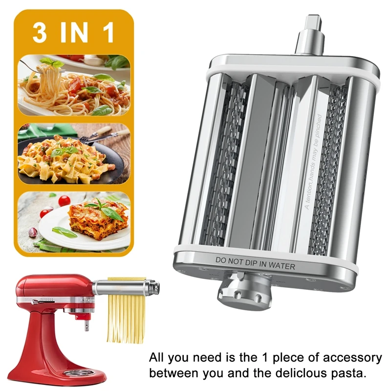 Pasta Roller & Cutter Attachment 3-In-1 Set For Kitchenaid Mixer Included Sheet Fettuccine | Дом и сад