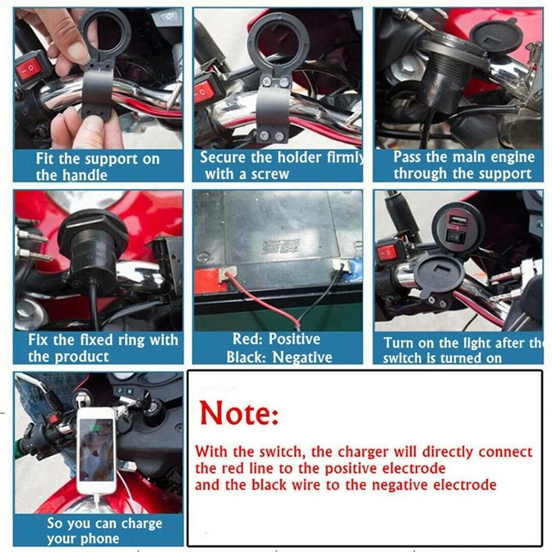 

Waterproof Car Motorcycle Bike USB Power Charger Adapter With Switch For Phone