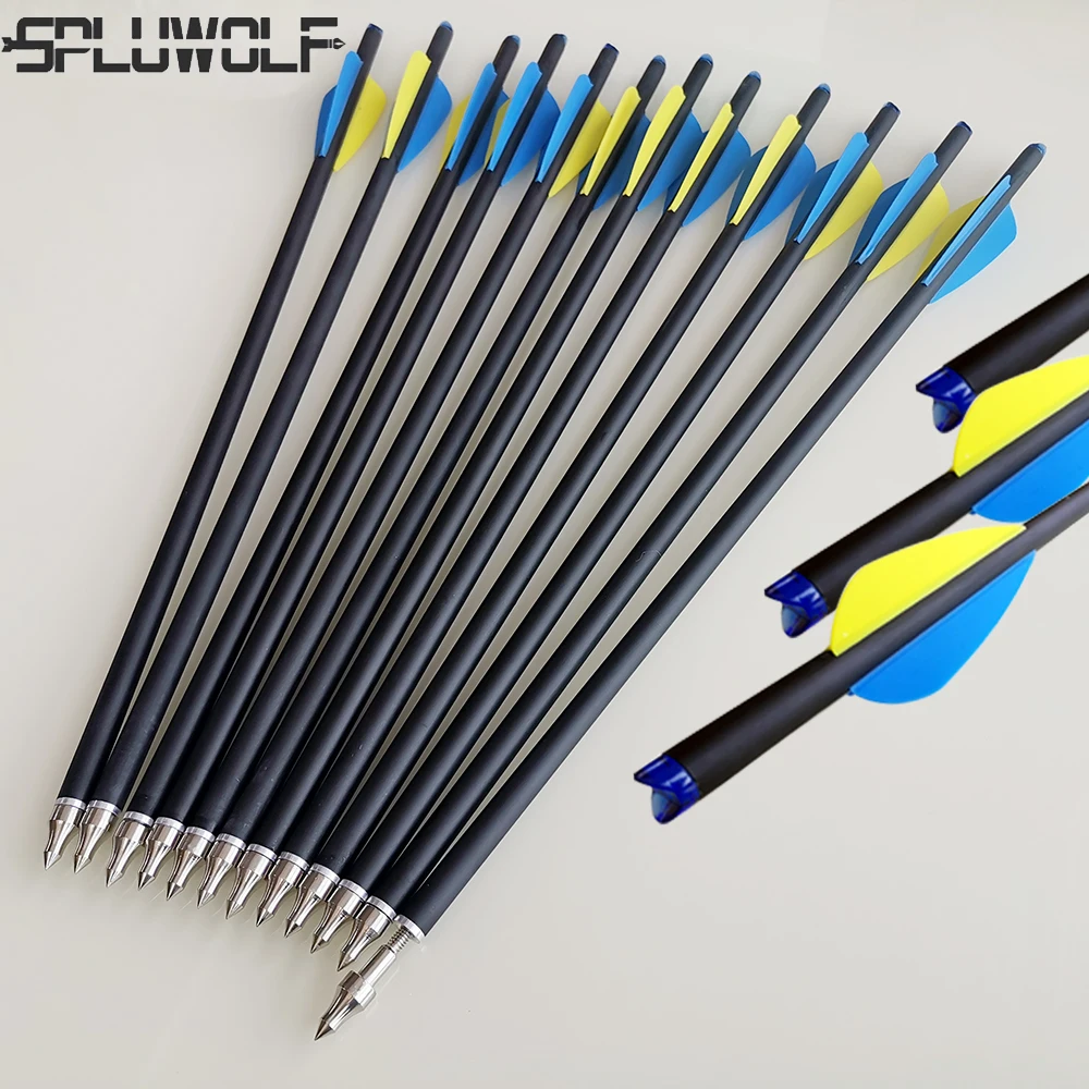 

12 PCS 16"17"18"20"22"spine 400 Carbon Arrows with Removable Piont Crossbow Bolt For Archery Hunting and Shooting
