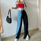 Джинсы женские, синие, черные, с высокой талией, прямые, на весну и осень