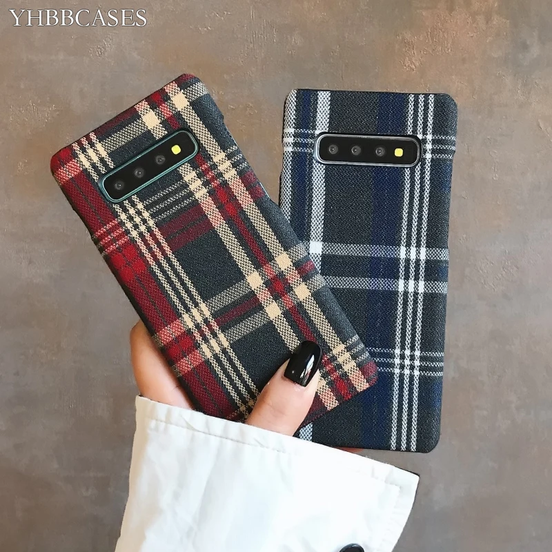 YHBBCASES Ретро Английский твидовый клетчатый тканевый жесткий чехол для Samsung Note 10 Plus