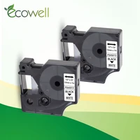 ecowell 2pcs 12mm laminated label tape 45013 black on white compatible for dymo d1 lw labelmanager 280 label printer ribbon