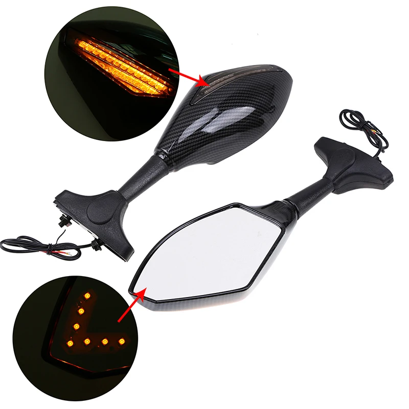 Posbay Кафе Racer зеркала для Honda Suzuki Kawasaki Yamaha светодиодный индикатор мотоцикл