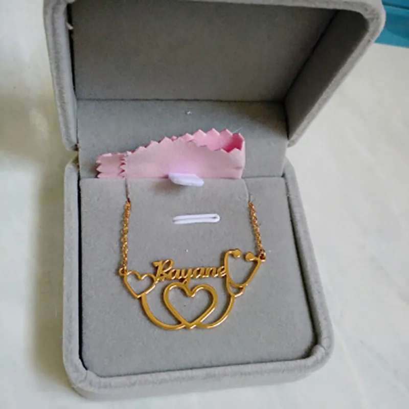 

Custom Name Medical Stethoscope Necklace Stainless Steel Personalized Heart ECG Necklace Nursing Jewelry Graduation Gifts