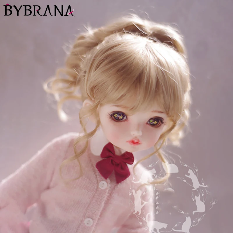 

Парик куклы BybranaBJD 1/3 гигантский малыш 1/4 1/6 1/8 мохеровый молочный чай коричневый высокий хвостик