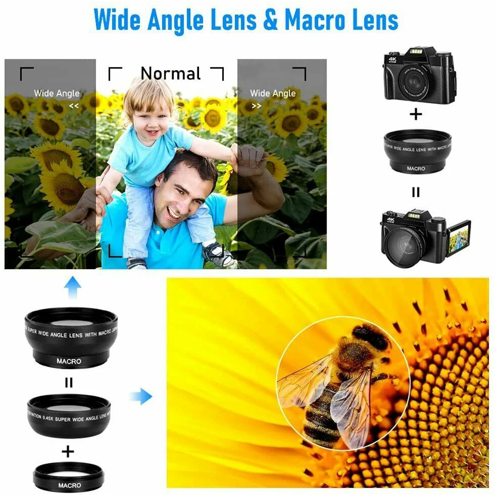 Digital Camera 48MP 4K Vlogging for YouTube 30FPS WI-FI 16XZoom Video Camcorder 2021 New Recording | Электроника