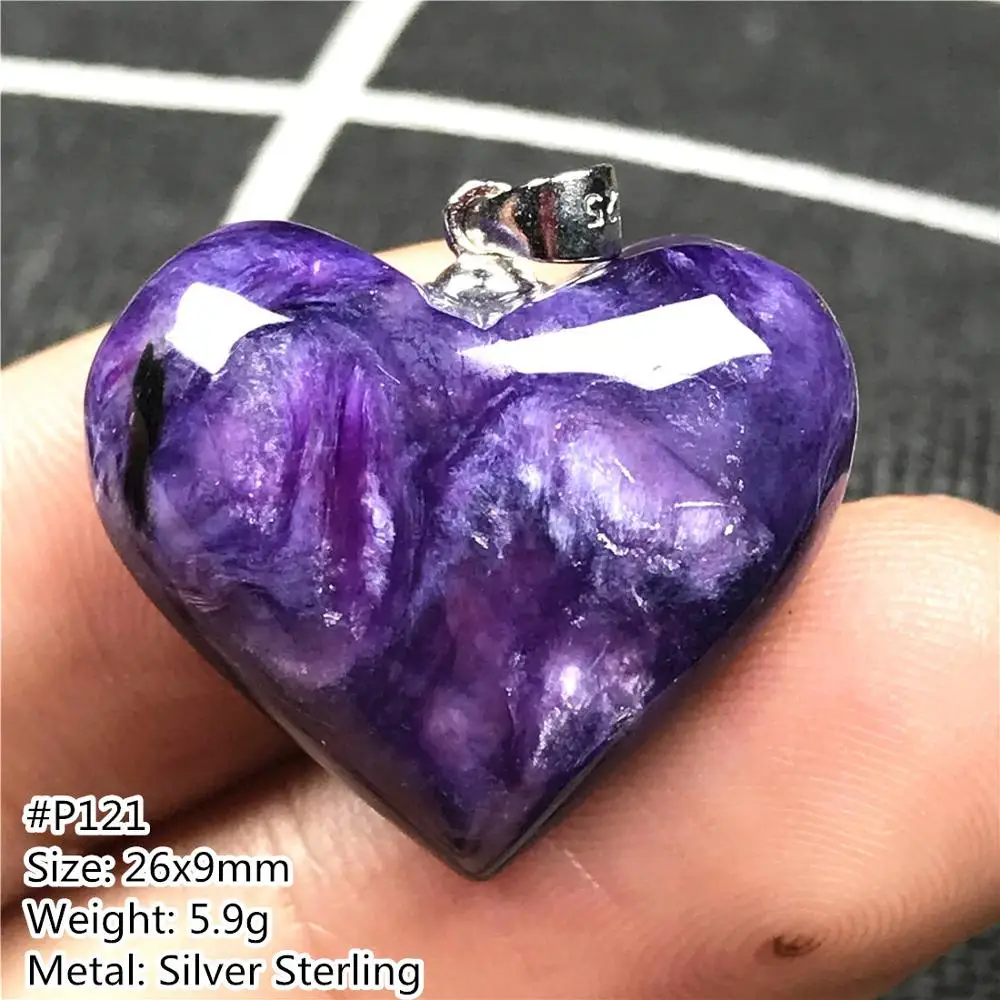 Топ натуральный фиолетовый Charoite кулон в форме сердца украшения для женщин мужчин