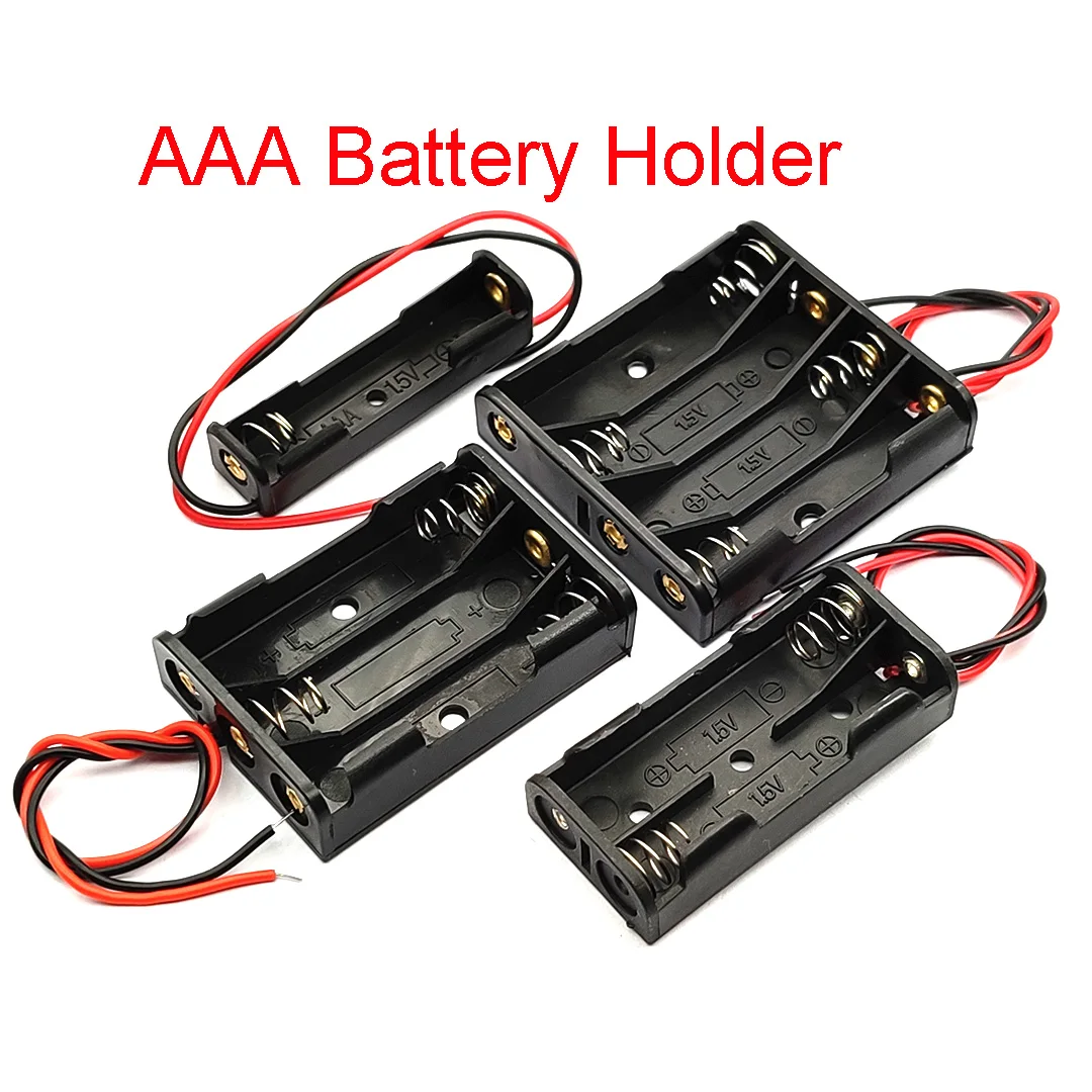 1/2/3/4 Slot AAA Battery Case Battery Box AAA Battery Holder With Leads With 1 2 3 4 Slots AAA drop shipping