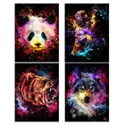 Алмазная 5d Вышивка сделай сам, картина с животными, квадратными, круглыми стразами, цветная картина с волком, медведем, блестящее украшение, подарок для хобби