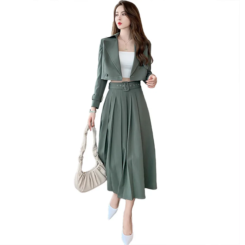 

Temperament Blazer Jacket Half Length Skirt Two Piece Suit Skirt Two Piece Outfits for Women Short Casual Suit Full