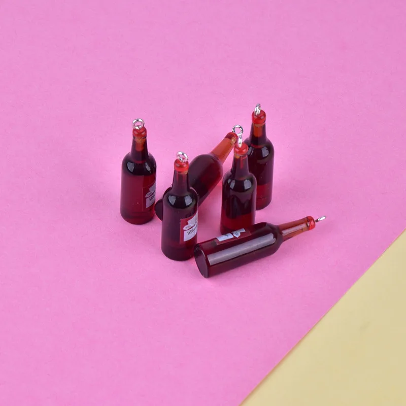 10 шт./упак. 3D пивная бутылка полимерная серьга шармы брелок ожерелье подвеска