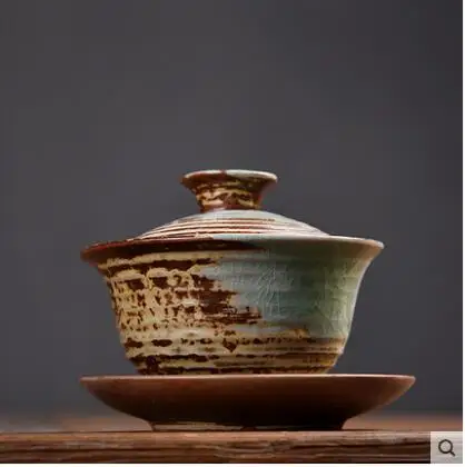 Керамическая чашка с тремя крышками стакан для чая большая сине белая фарфоровая