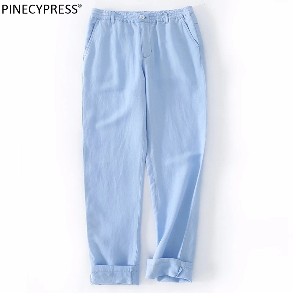 Men Pants True Natrual Linum Big Size Summer Breathable Dry Fast Anti-static Flax Cool Thin Male Quality Man Linen Trousers | Мужская