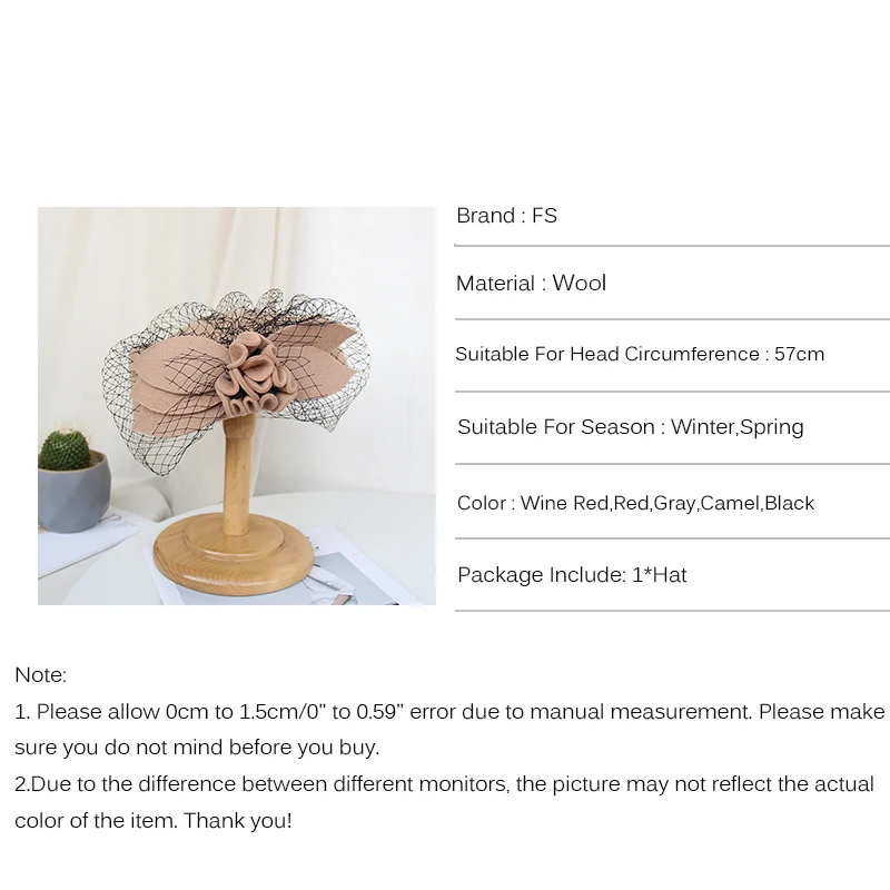 Женская фетровая шляпка-Таблетка FS шерстяная для торжевечерние случаев и свадеб