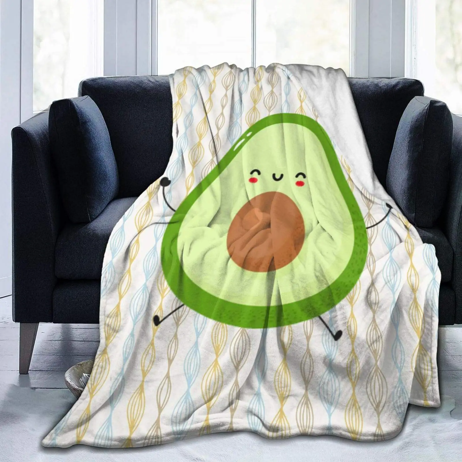 

Jumping Cute Funny Avocado Fleece Blanket Flannel Throw Blanket Ultra Soft Micro Fleece Blanket Bed Couch Living Room 150x220cm